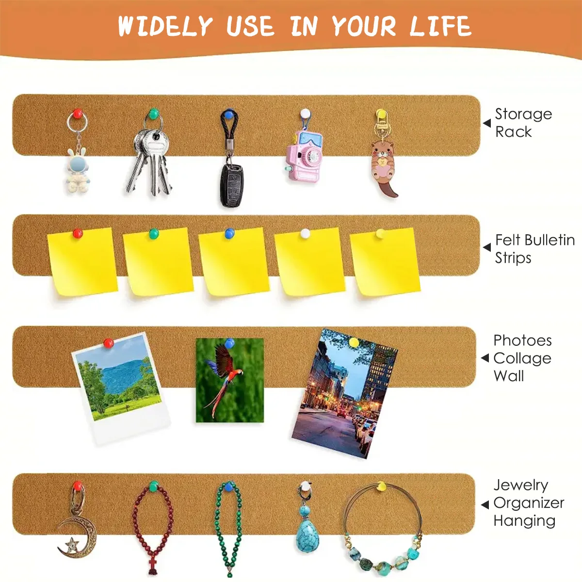 3 قطعة لوحة الفلين القابلة للإزالة للجدران لوحة الفلين الصغيرة لوحة رسائل الحائط RMB02