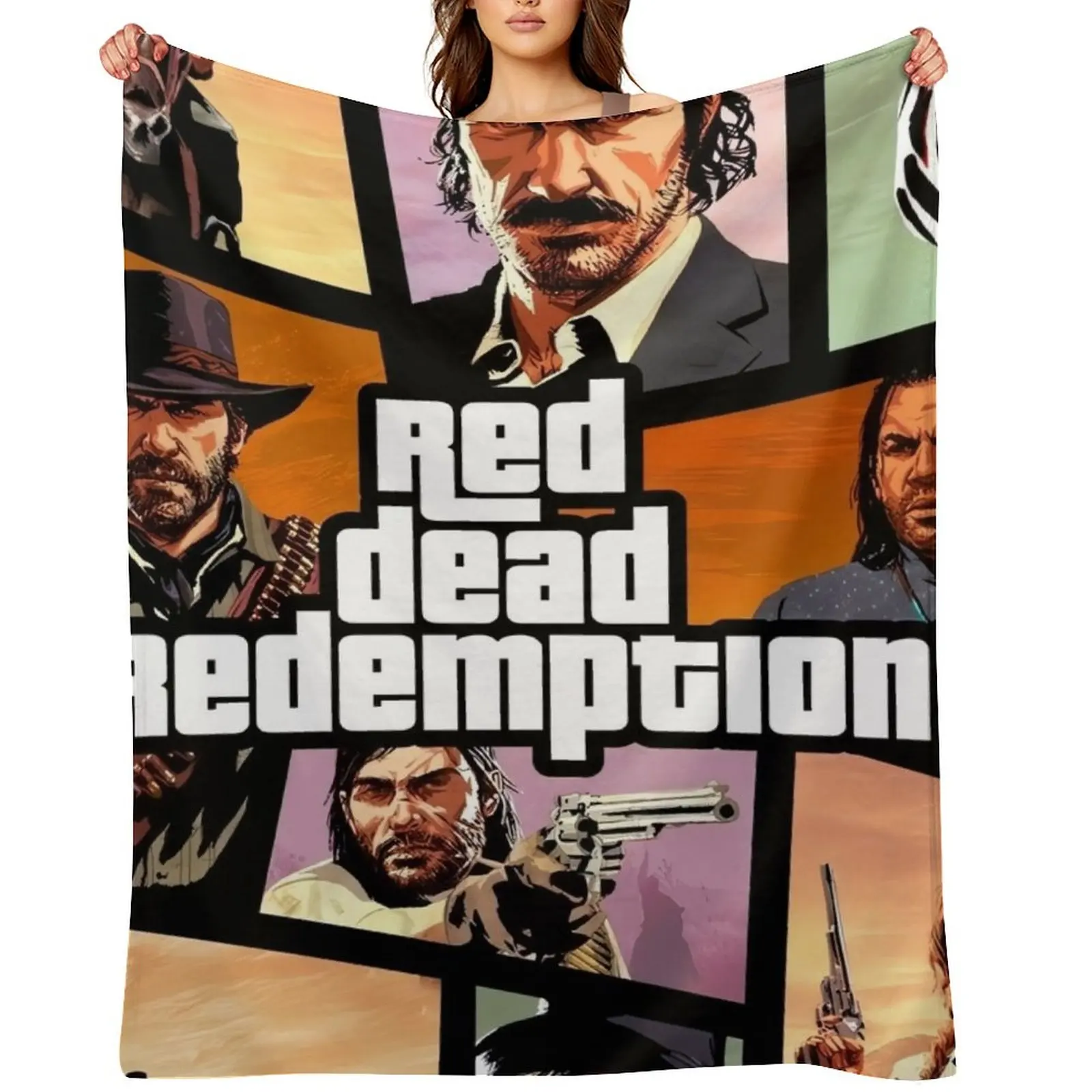 

nicer art works of rdr 1 and 2 online game Throw Blanket warm winter for winter Furry for babies Blankets