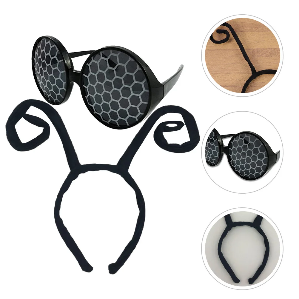 

1Set Antenna Hairband Glasses Set for Women Bug Costume Party Carnival Halloween Cosplay Lightweight Comfortable Chic