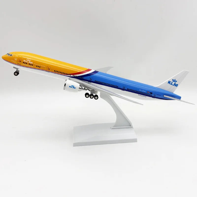30cm Resin Aircraft Model B777 KLM Royal Dutch Airways Diecast 1/250 Scale Model Airplanes With Base For Static Display Souvenir