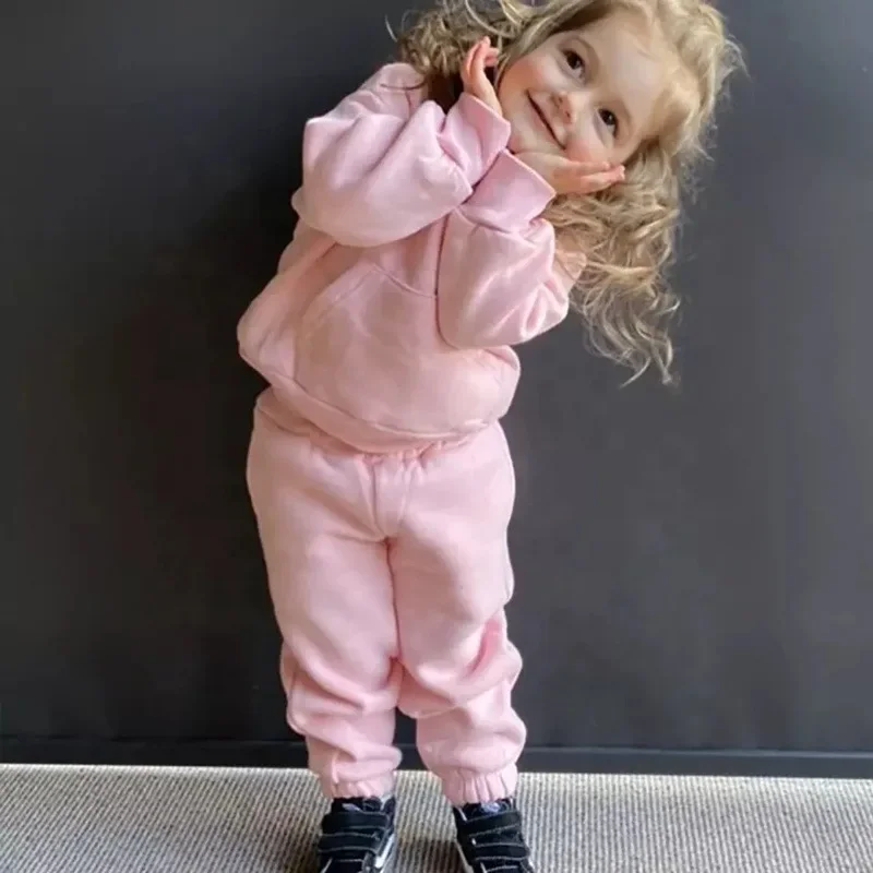 Ensemble haut et pantalon en peluche à manches longues pour bébé, vêtements chauds et épais, t-shirt rayé, coton, fille, garçon, hiver, 18 à 24 mois