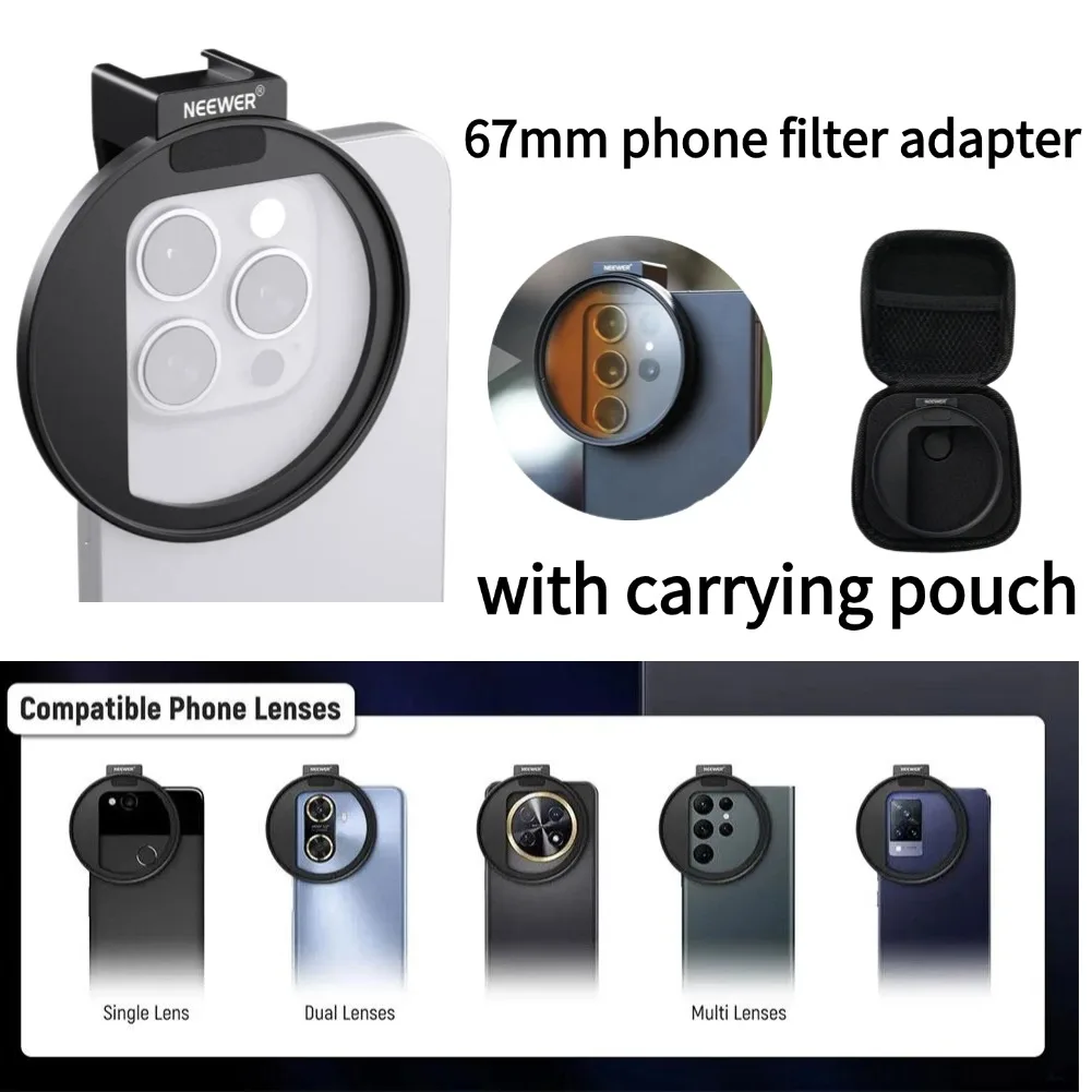 

67 мм держатель для телефонного фильтра крепление для объектива зажим для фильтра с адаптером холодного башмака универсальный для IPhone аксессуары для фотокамеры