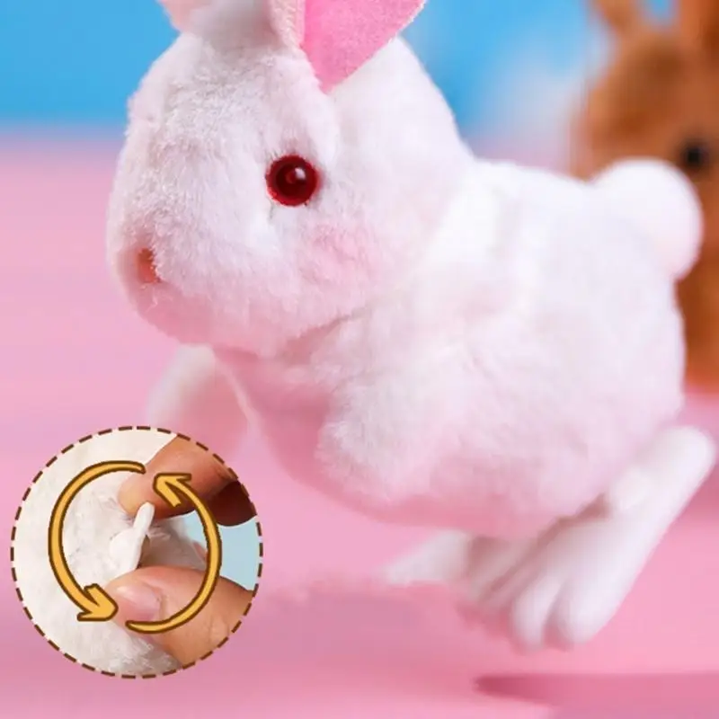 F19F Wind Up Toy Wind Up For Kids Jumping Thỏ đồ chơi Bunny Wind Up Toy Plush Rabbit Toy Crawling Toy cho trẻ sơ sinh