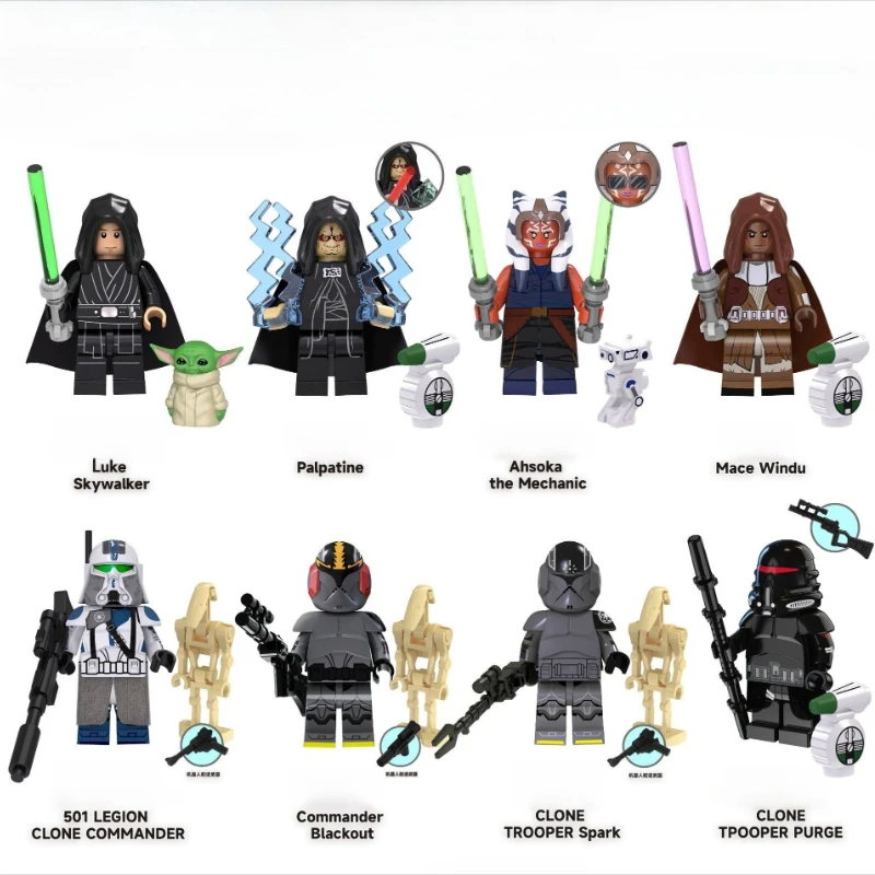 

Минифигурки из «Звездных войн»: Люк, Палпатин, Асока, клон-солдаты, строительные блоки, детские игрушки для самостоятельной сборки, подарки, совместимые с куклами Лего.