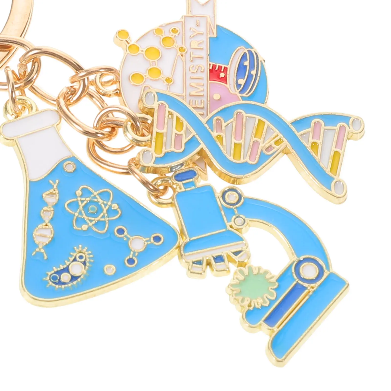 Dna Keychain Science Jewelry Charm Biology Chemistry Physics Symbol Keyring Lightweight Lab Bag Charm for Scientists Teachers