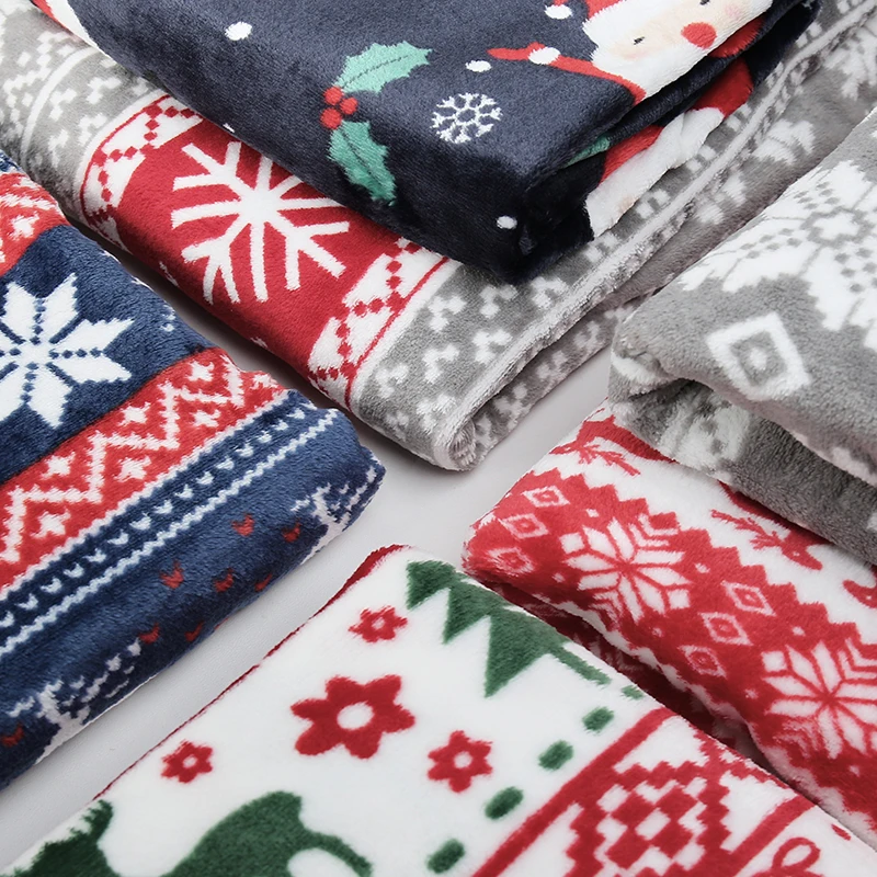 ผ้ากำมะหยี่พิมพ์ลายคริสต์มาสสองด้านขนาด 160x50 ซม. เหมาะสำหรับชุดนอน เสื้อผ้า ตุ๊กตา และงานเย็บผ้า DIY