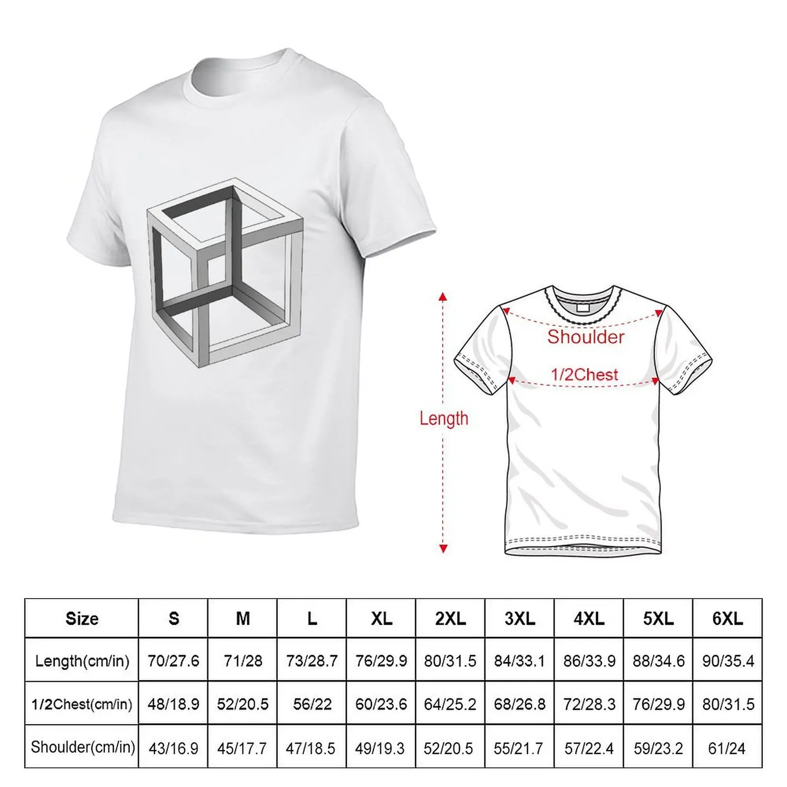 Mind blowing Escher's cube T-Shirt man t shirts high quality luxury brand t shirts for man slim fit T-Shirt