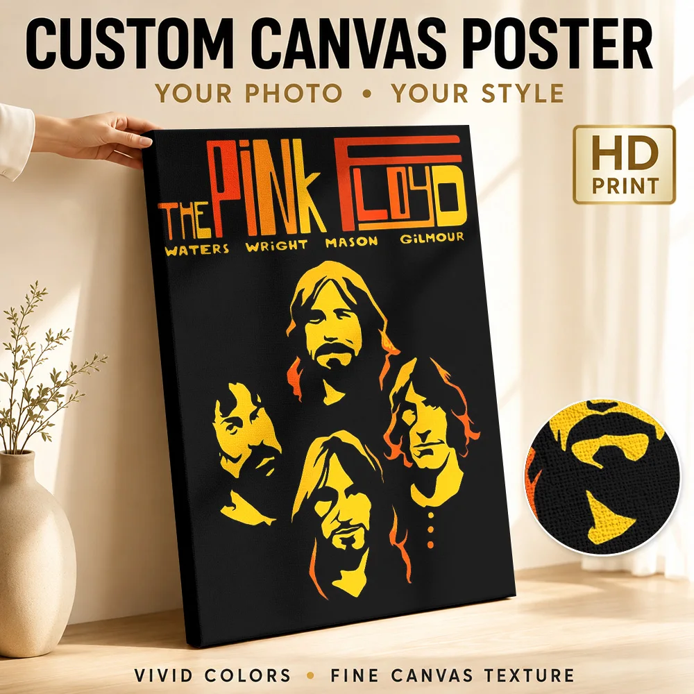Pink Floyd Band Canvas Painting Poster Customized Retro Music Canvas Wall Art for Bedroom Decor Collectible Ready to Hang Gift