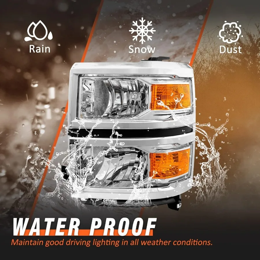 ل 20142015 تشيفي سيلفرادو 1500 لاقط المصابيح الأمامية الجمعية مصنع الهالوجين OE نمط كروم الإسكان استبدال سائق و Pas