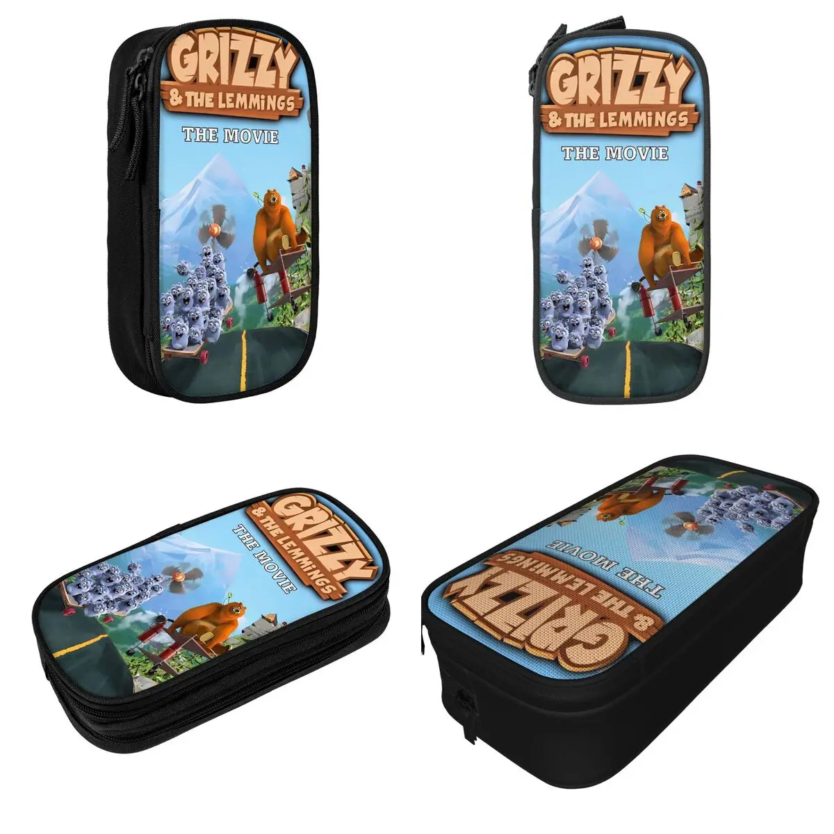 Grizzy الكرتون أنيمي مقلمة لطيف حامل قلم أكياس فتاة صبي سعة كبيرة مكتب سستة صندوق رصاص