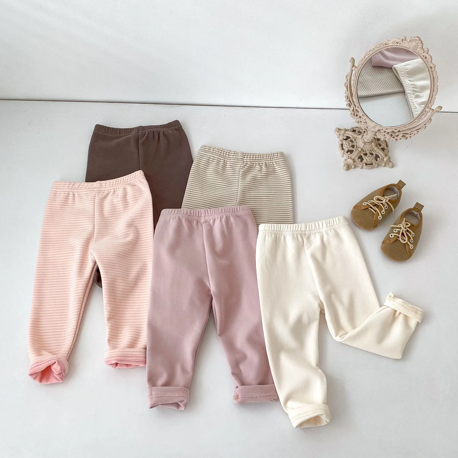 2026 Autumn New Baby Cotton Leggings Infant Boys Casual Pants Solid Girls Versatile Striped Leggings Toddler Clothes