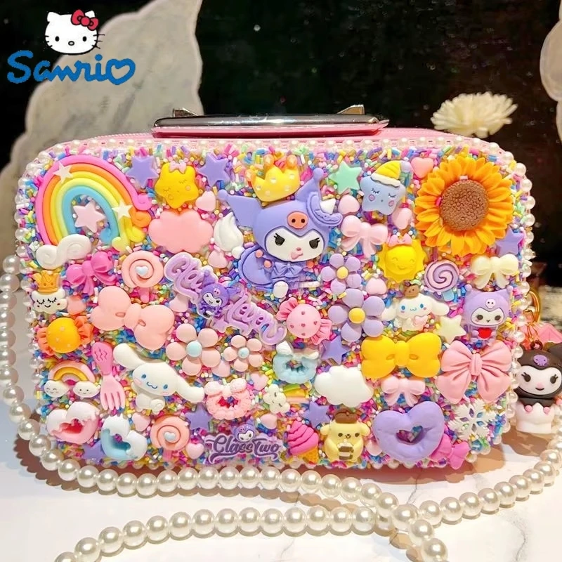 Sanrio Kt Cat Jewelry Bag Portable Creative Cute Korean Storage Box Cartoon Anime Hello Kitty My Melody Crossbody Bag Girls Gift