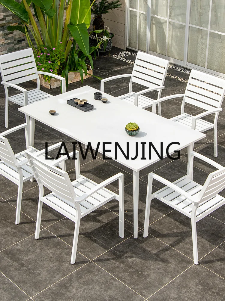 

Outdoor Garden Outdoor Villa Balcony Courtyard Outdoor Glass Carbon Steel Table and Chair Suit