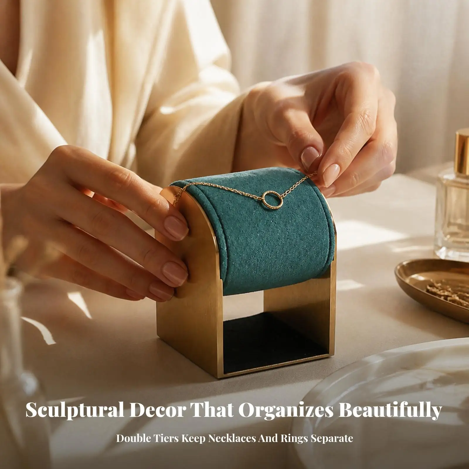 Compact Jewelry and Watch Display Stand | front-accessible Easy Access Design, Arched Jewelry Display Stand, for Showcase