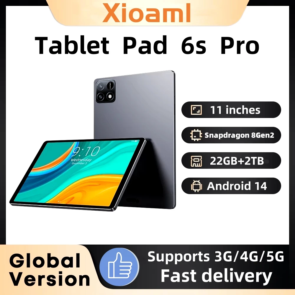 Xiaomi-ami-Pad 6S Proタブレット,グローバルバージョン,オリジナル,HD, 4K, Android 14,22 GB 2テラバイト,20000mah,5g,デュアルSIM,wifi,GPS pc、2022