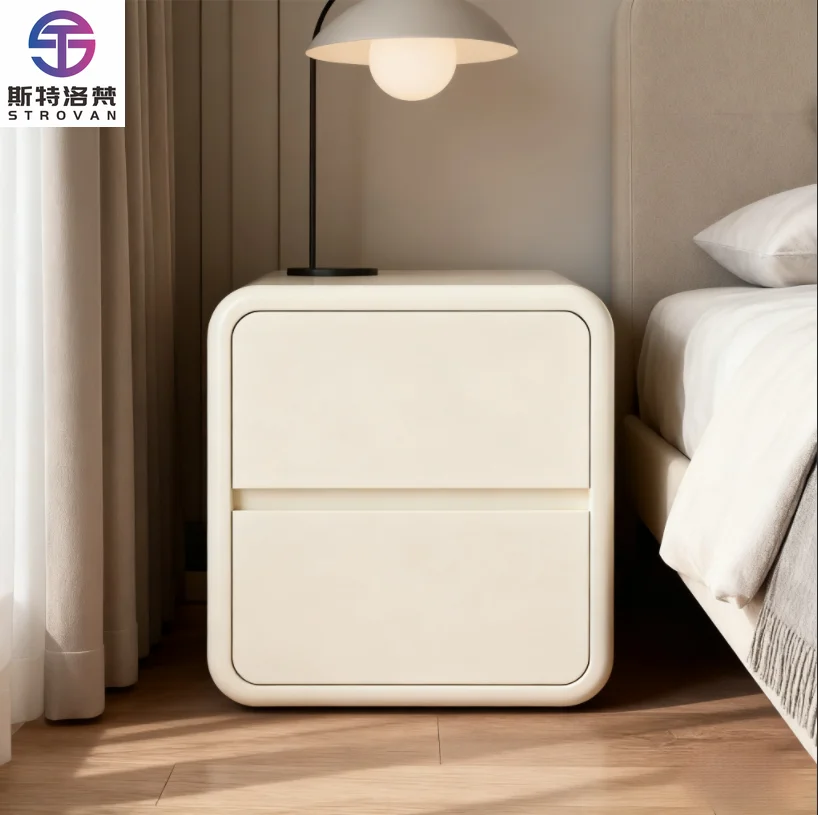 Modern White Nightstand Premium Quality High-End Texture Sideboard Cabinet Bedroom Furniture