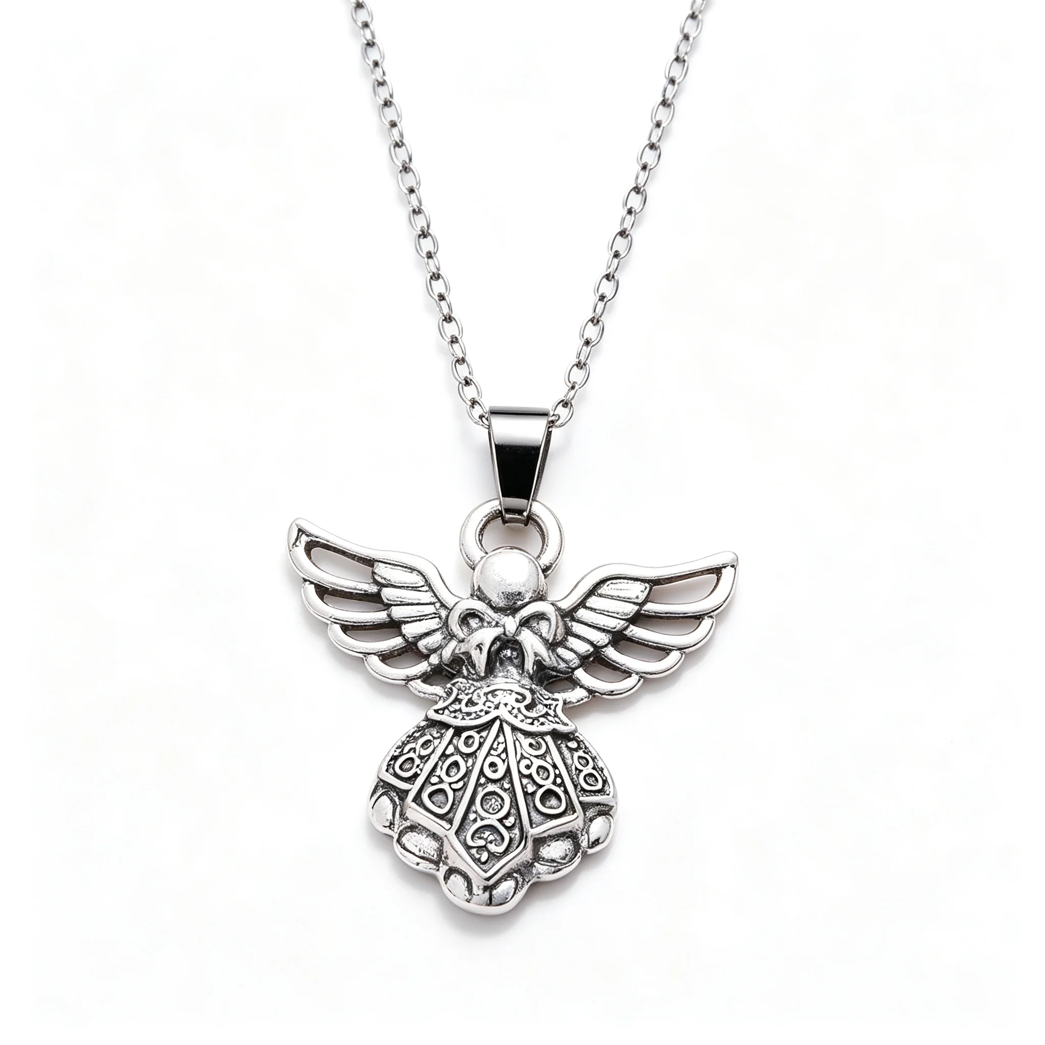 1/10pcs Vintage Angel Wings Pendant Necklace Alloy Silver Color Women Fashion Charm Jewelry Birthday Holiday Gift