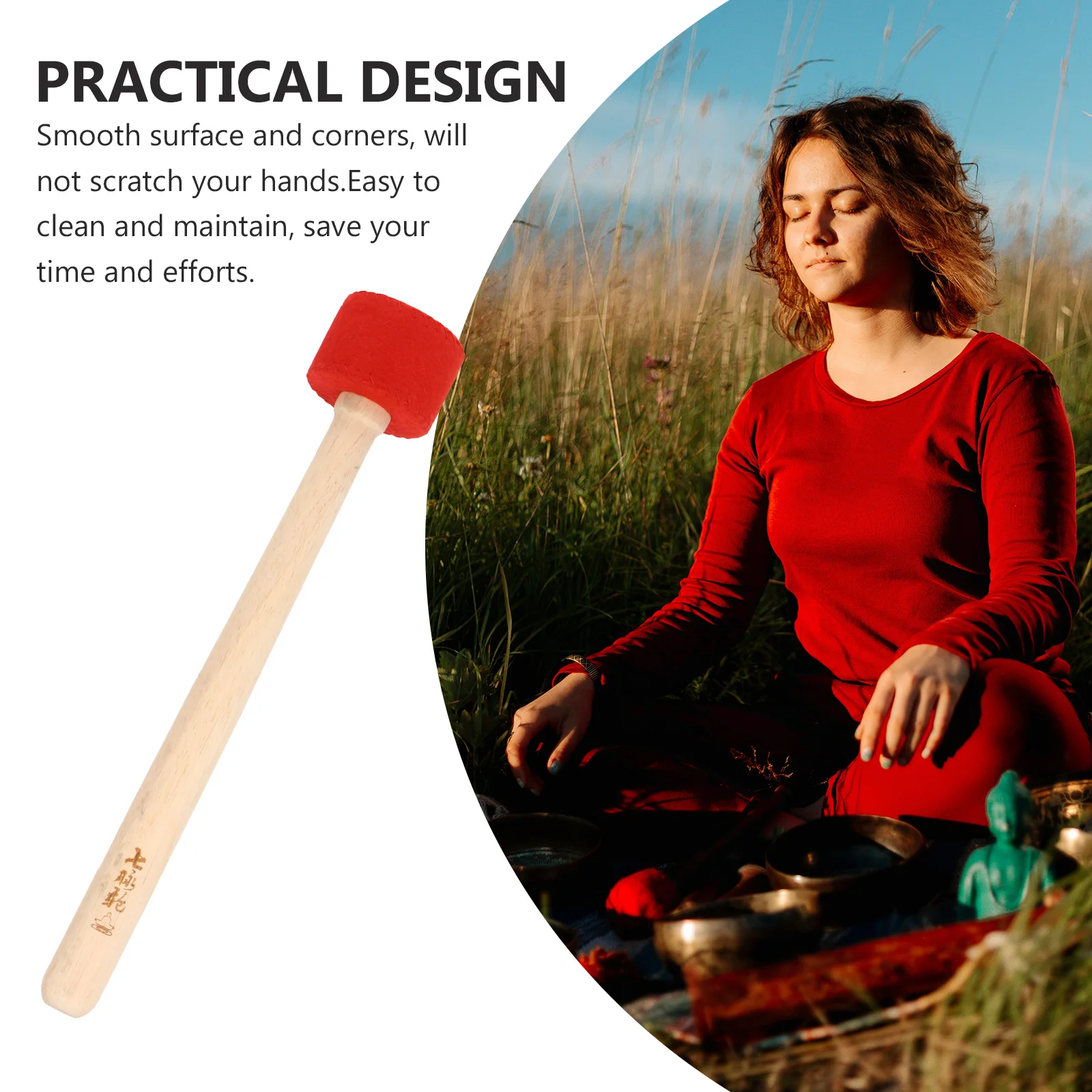 

Tibetan Singing Bowl Mallet Stick Meditation Yoga Cloth Wrapped Gong Striker Lightweight Portable Easy Clean Maintain Safe