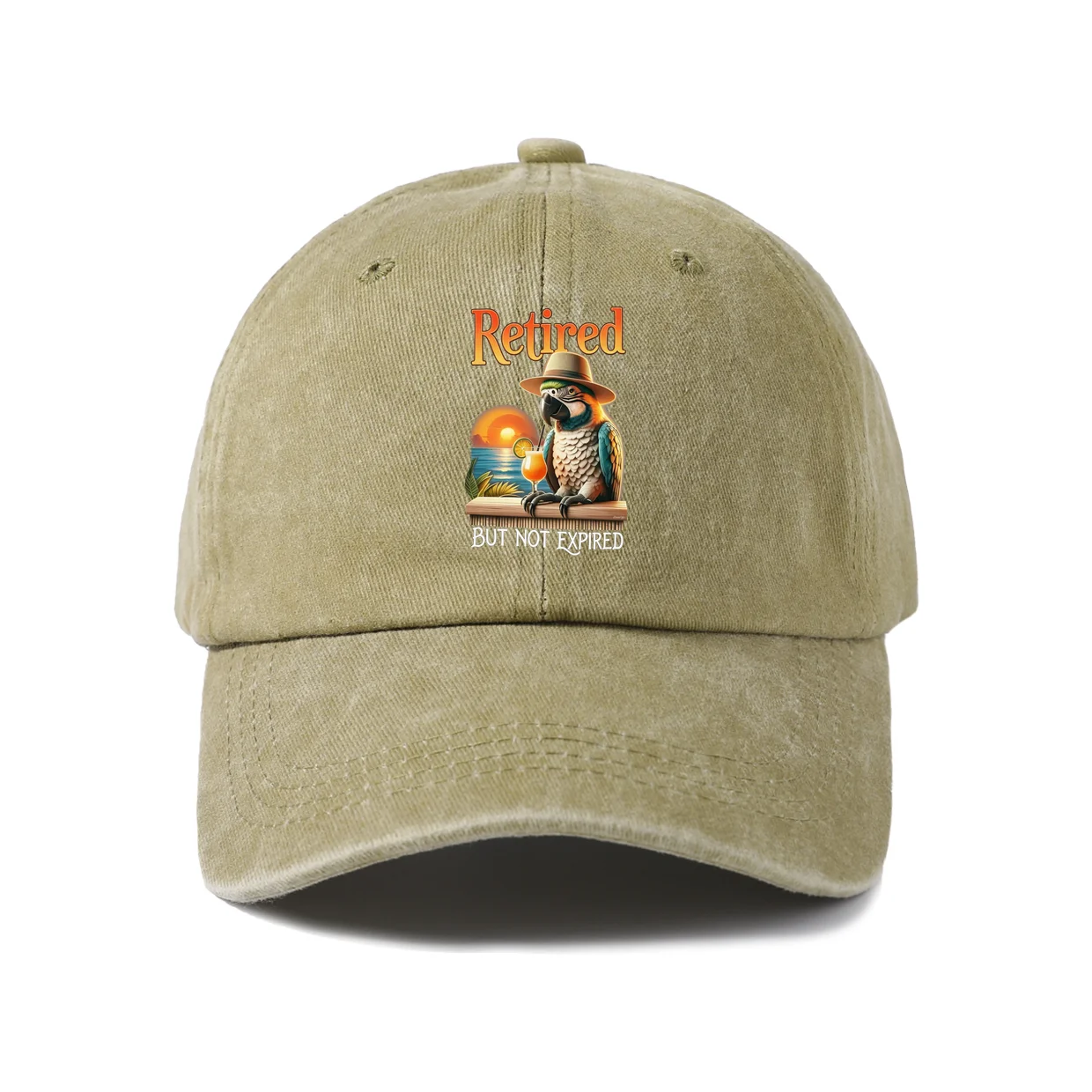 Retired But Not Expired Graphic Vintage Washed Baseball Cap, Adjustable Unisex Dad Hat, Weekend Gift