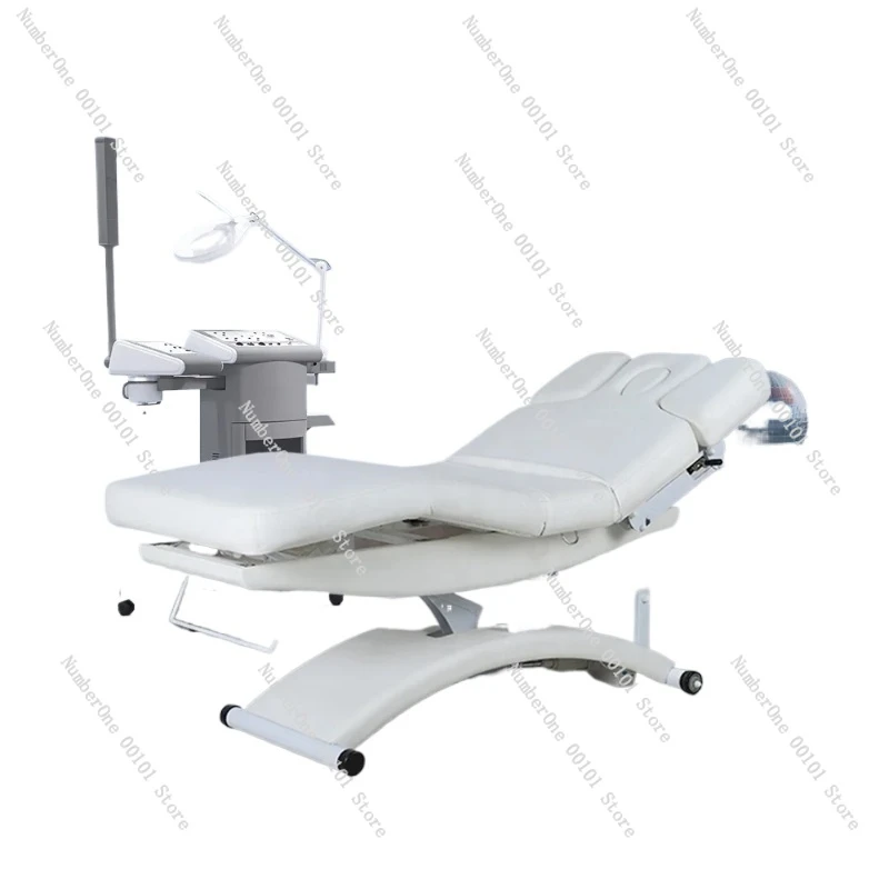 New White Esthetician Therapy Spa Treatment Salon 3 Electric Motor Extension Lash Facial Table De Massage Bed