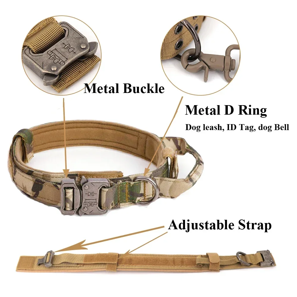 4 Metal Buckles Dog Harness And Leash Set Military Tactical Pet Training Walking K9 Vest Harness And Collar Set For Large Dogs