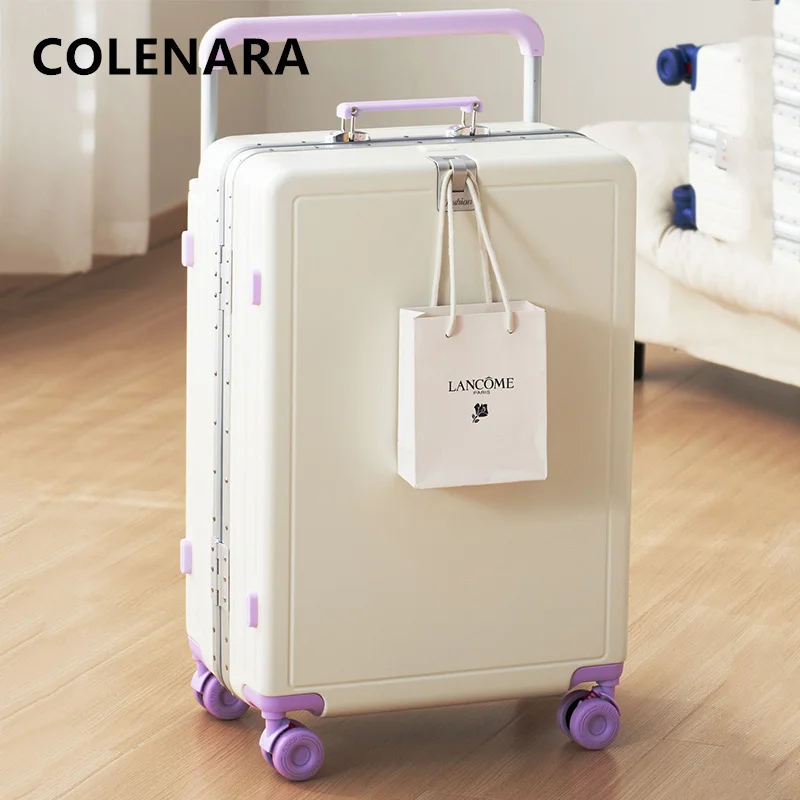 حقيبة كولينارا النسائية ABS + PC صندوق الصعود 20 "22" 24 "26 بوصة سعة كبيرة حقيبة تروللي بعجلات للرجال إطار من الألومنيوم الأمتعة #6