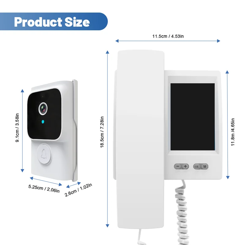 4.3Inch IPS Screen Wireless Video  Door Phone  Intercom Visual  Doorbell Peephole Viewer Door Camera