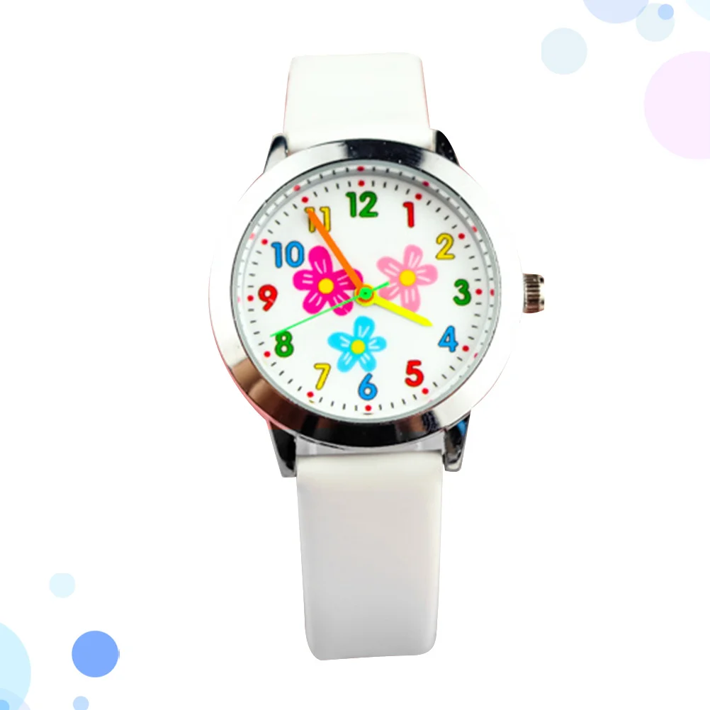 Cartoon Number Kids Watch White Flower Pattern Creative Quartz Children Birthday Gift Students Watch Toddlers Birthday Gift