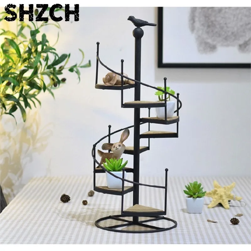 Creative 2024 New Iron Flower Rack Indoor Rotating Storage Rack Household Living Room Decorative Flower Pot Storage Rack LF767