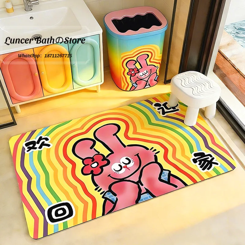 Cartoon wind diatom mud floor mat toilet toilet door dirt-resistant non-slip foot mat water-absorbing quick-drying bathroom
