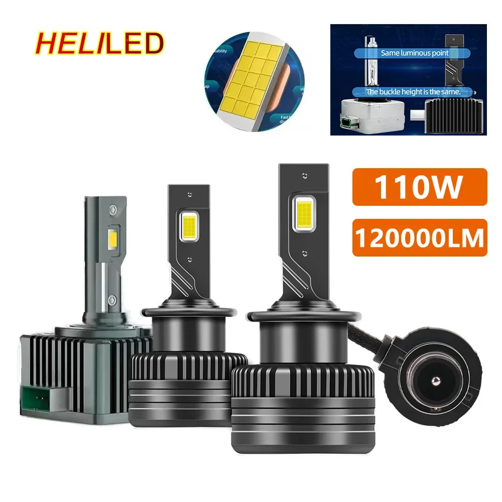 Super jasny reflektor LED D1S HID D3S D2S D4S D4R D1R D2R D3R Turbo LED CANBUS 120000 LM CSP Chip 6000K Biały 110W Plug&Play