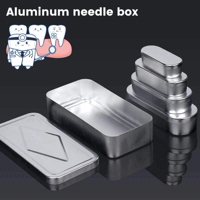 1pc Oral storage box with lid, instrument cleaning box, dental root canal file storage box, portable aluminum box with lid