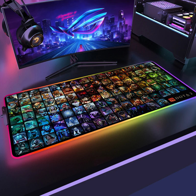 Imagem -04 - Dota 2-backlit Led Rgb Mouse Pad Teclado Gamer Mice Desk Mousepad Acessórios para Jogos Xxl Mat Backlit pc