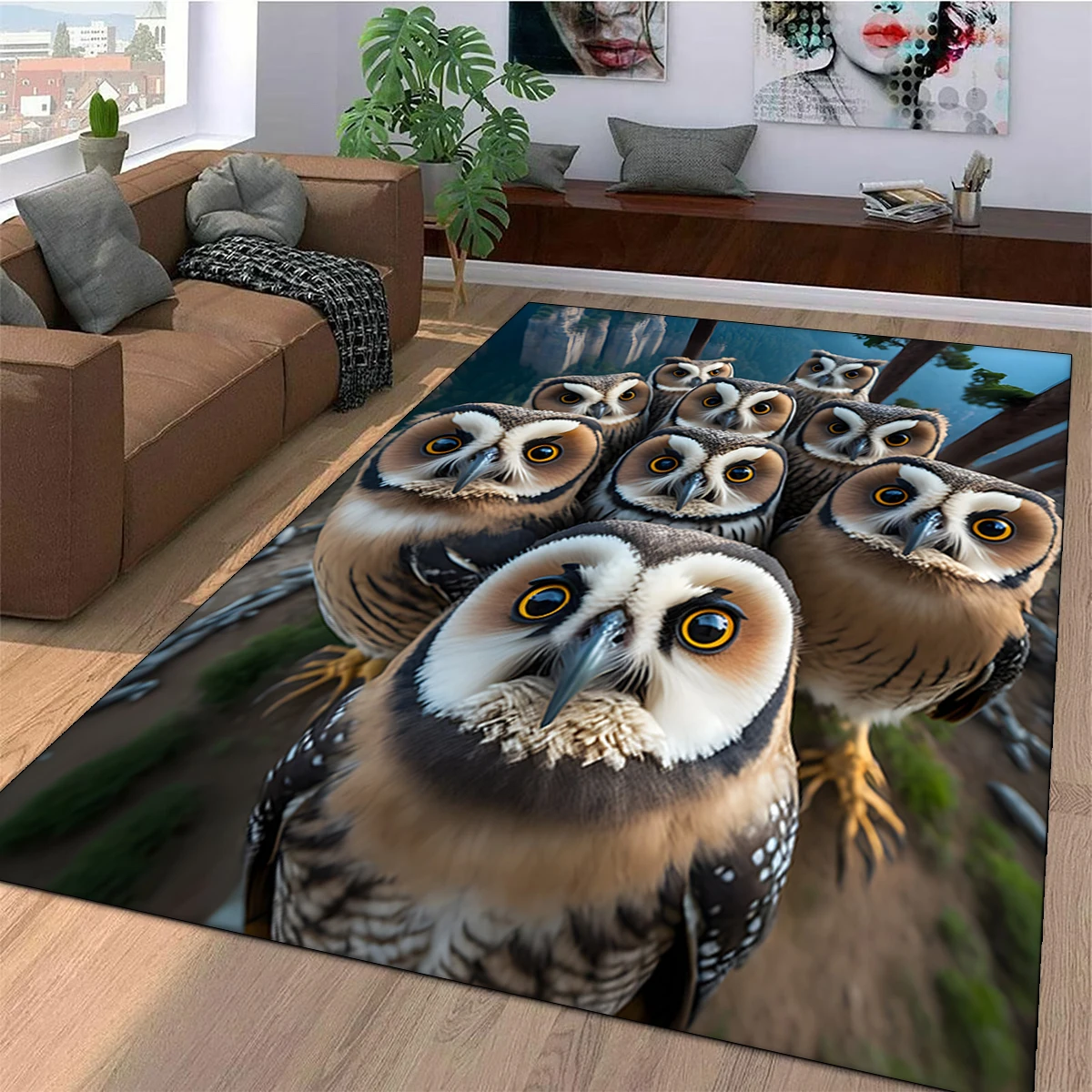 

3D Cute Owl Eagle Birds Cartoon Rug Carpet for Living Room Bedroom Decor,floor Mat Non-slip Decoration for Sofa Doormat Gift Kid