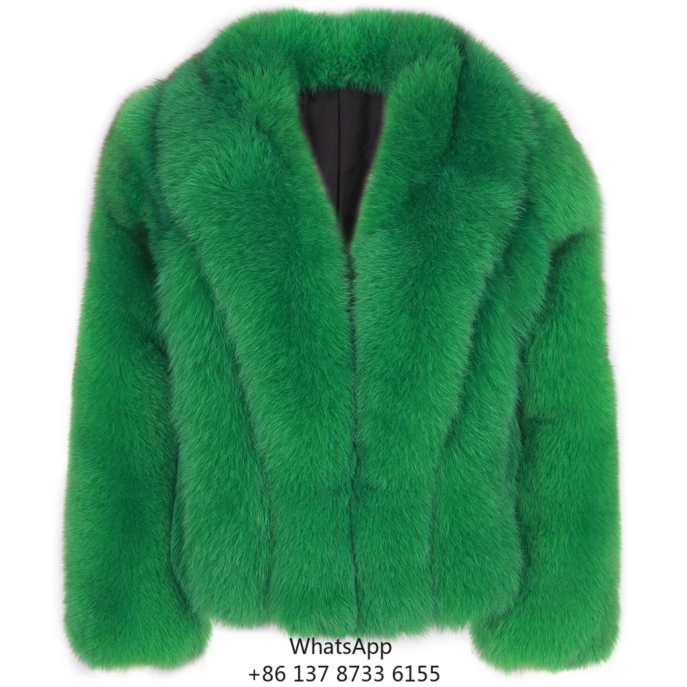 

2023 Winter Warm Turn-Down Collar Fox Fur Jacket Women High Quality Long Sleeve Natural Fox Fur Coat Ladies Outerwear