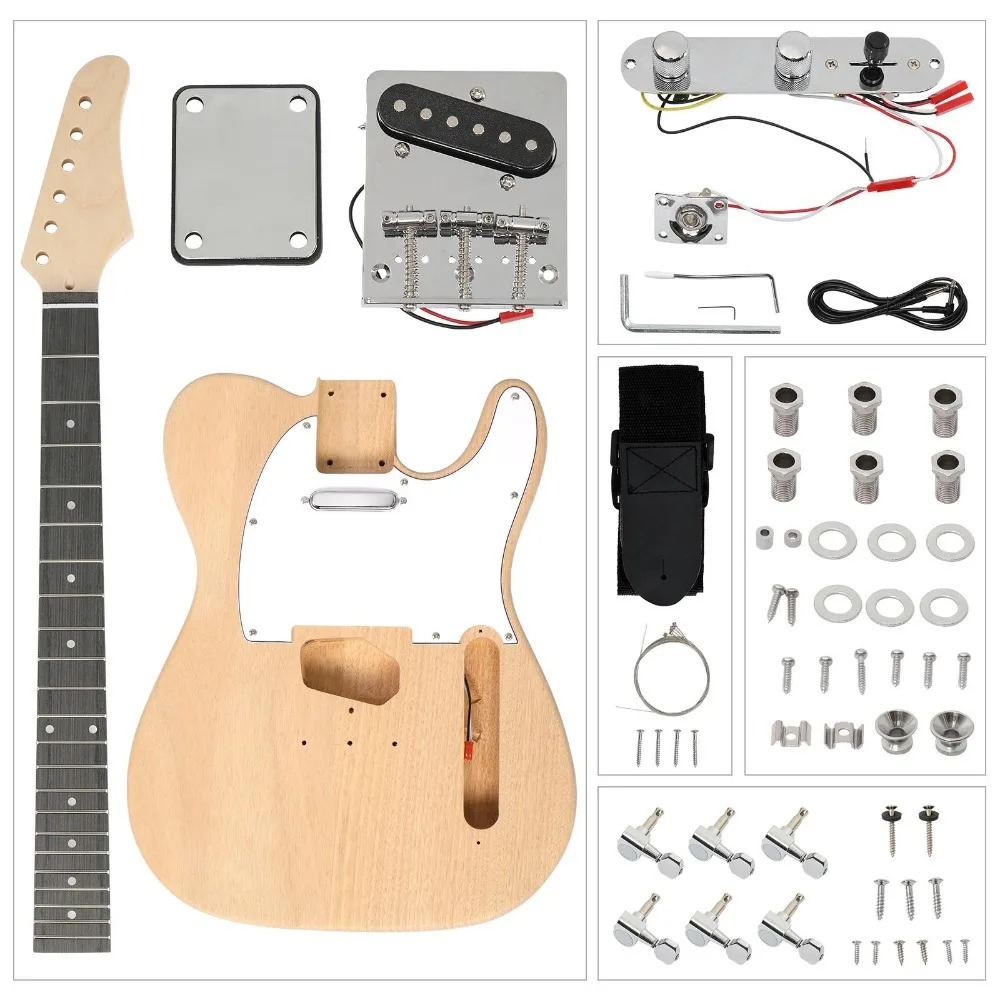 

Unfinished DIY TL Style Electric Guitar Kit Full Set School Band for Student