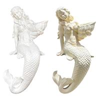 Resin Mermaid Garden Figurine for Birdbath Shelf Desk Versatile Rustic Elegant Outdoor Decoration Height 50cm Mermaid Sculpture