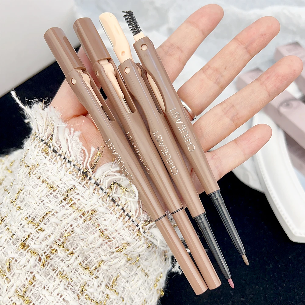 Waterproof Eyebrow Pencil Easy To Color Sweat-proof Eye Brow Pen Ultra Fine Eyebrow Pen with Trimmer Razor Eyes Makeup Cosmetics