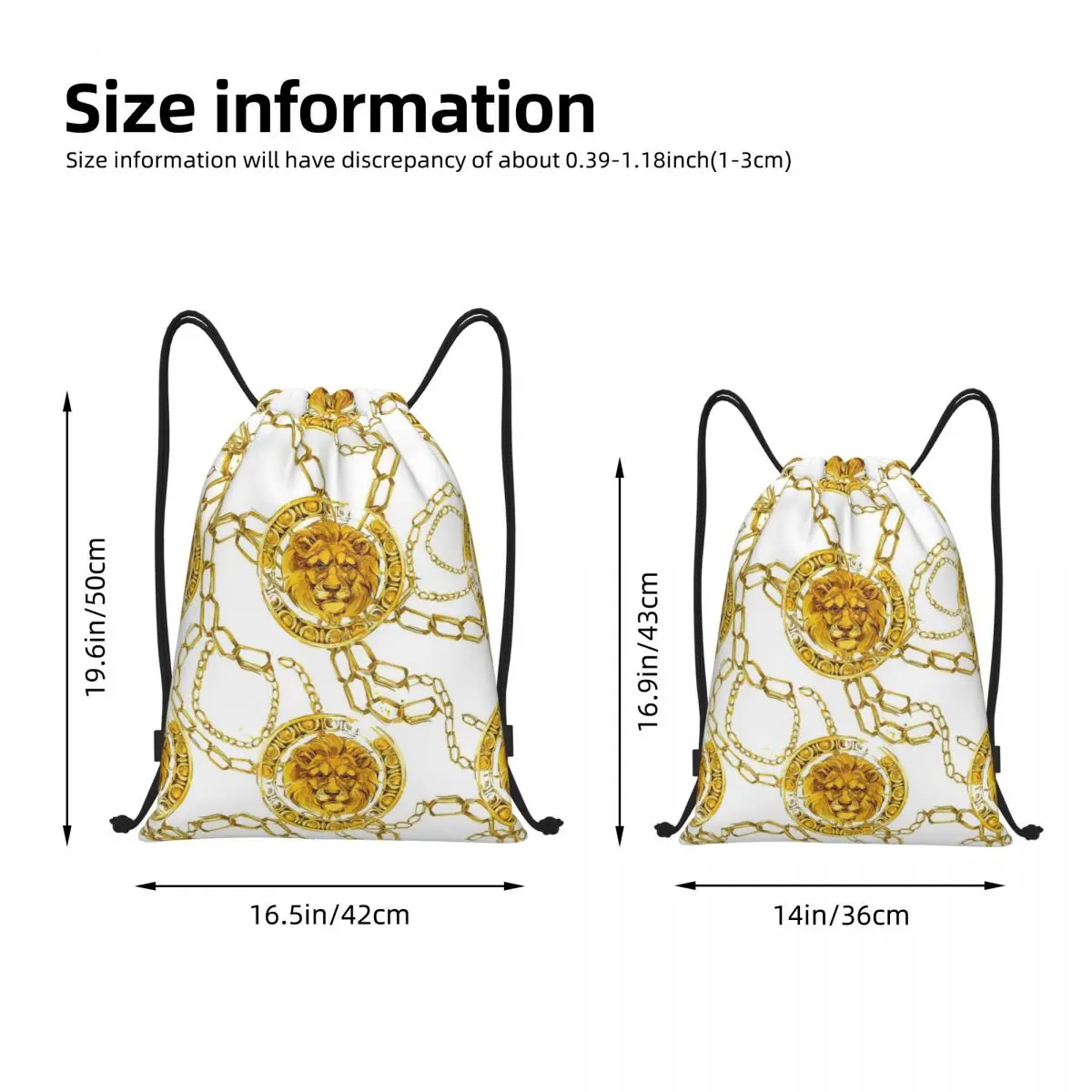 Golden Lion Baroque สีน้ํา Vintage Drawstring กระเป๋าเป้สะพายหลังกีฬา Sackpack String Bag สําหรับออกกําลังกาย