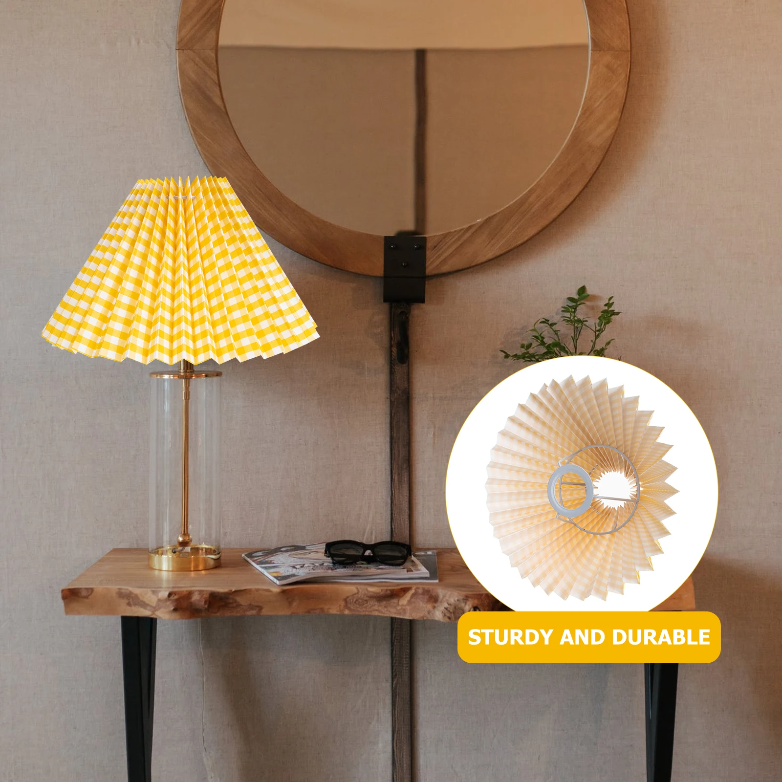 

Pleated Round Lampshade for Table Lamps E27 Bulb Cover Foldable Dustproof Yellow Lighting Accessories Small Lamp Shades Desk