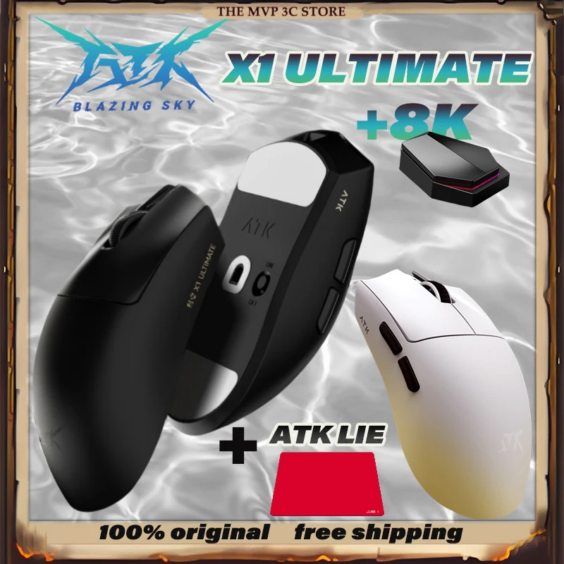 NEW ATK X1 Ultimate customized Wireless Gaming Mouse PAW3950Ultra 8k Polling Rate 2.4g 0.3ms 500mah 750IPS 42000DPI laptop PC