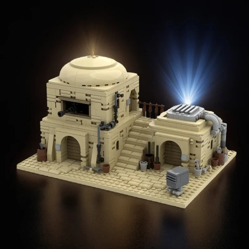 1144pcs MOC Tatooine Modular Interior Desert House Space Battle Galaxy SciFi Model Building Blocks Castle Adventure Fan Toy Gift
