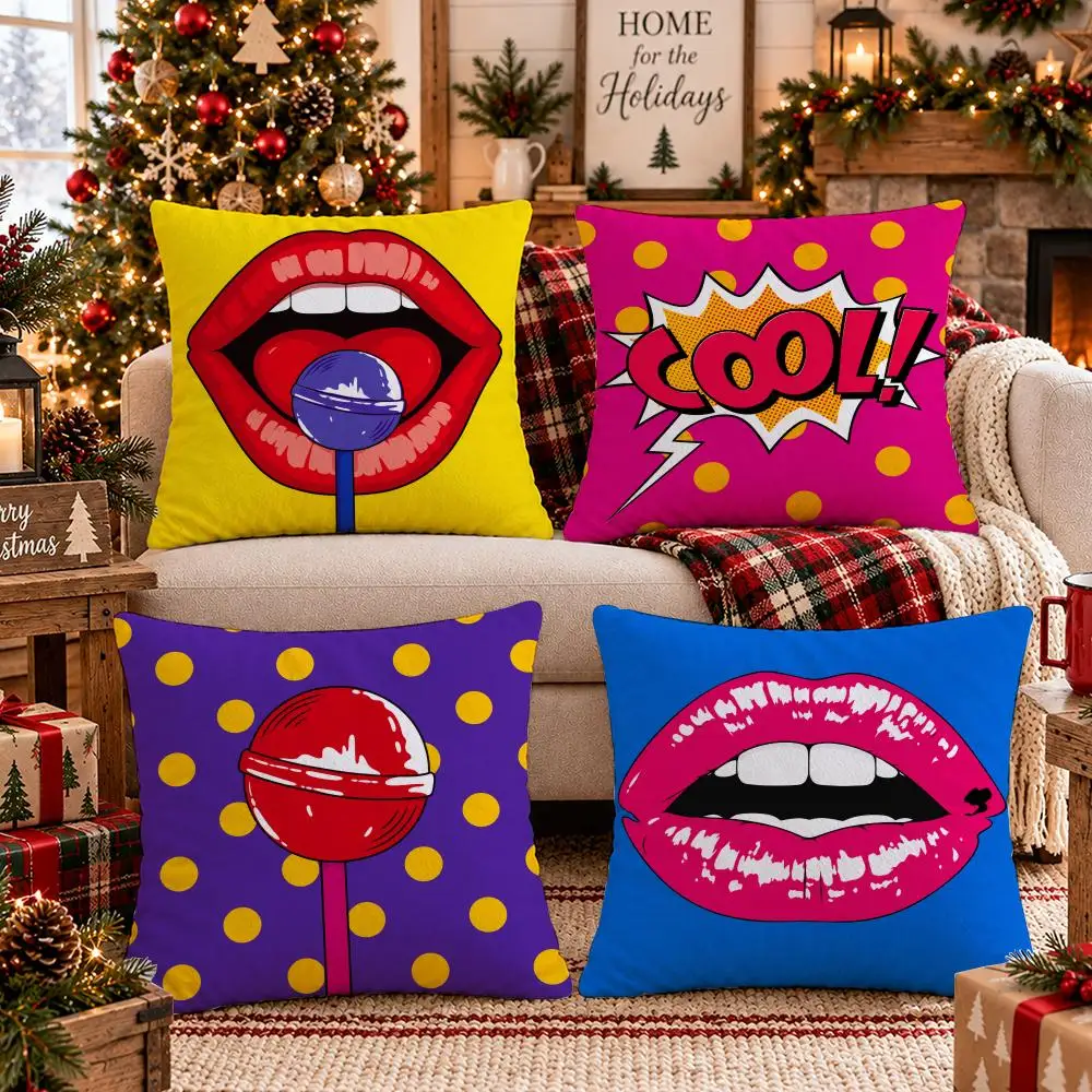 Electric Candy Vibes Cushion Cover 1/4PCS Short Plush Pillow Cover Set Soft Decorative Cushion Case for Sofa Bed Home Decor