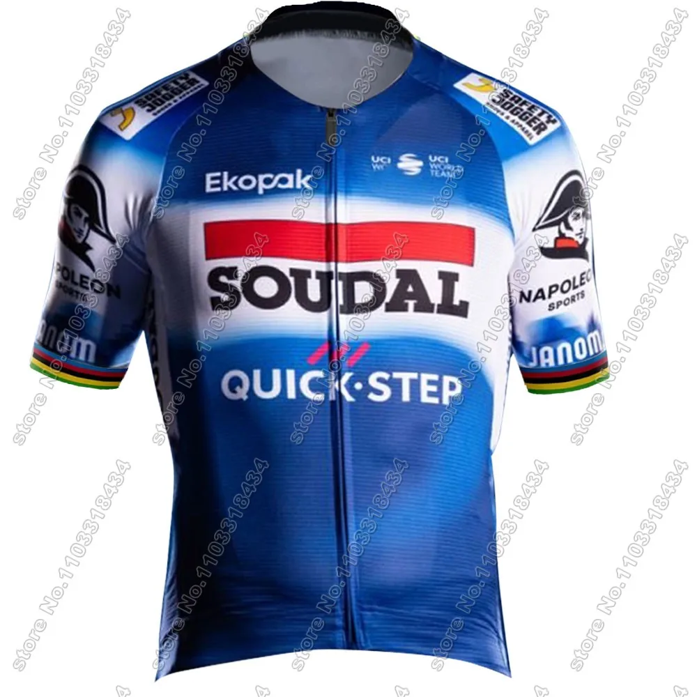 Soudal T-Rex Quick Step 2024 Cycling Jersey Short Sleeve Clothing France Spain Tour World Champion Road Bike Shirt Bicycle Tops