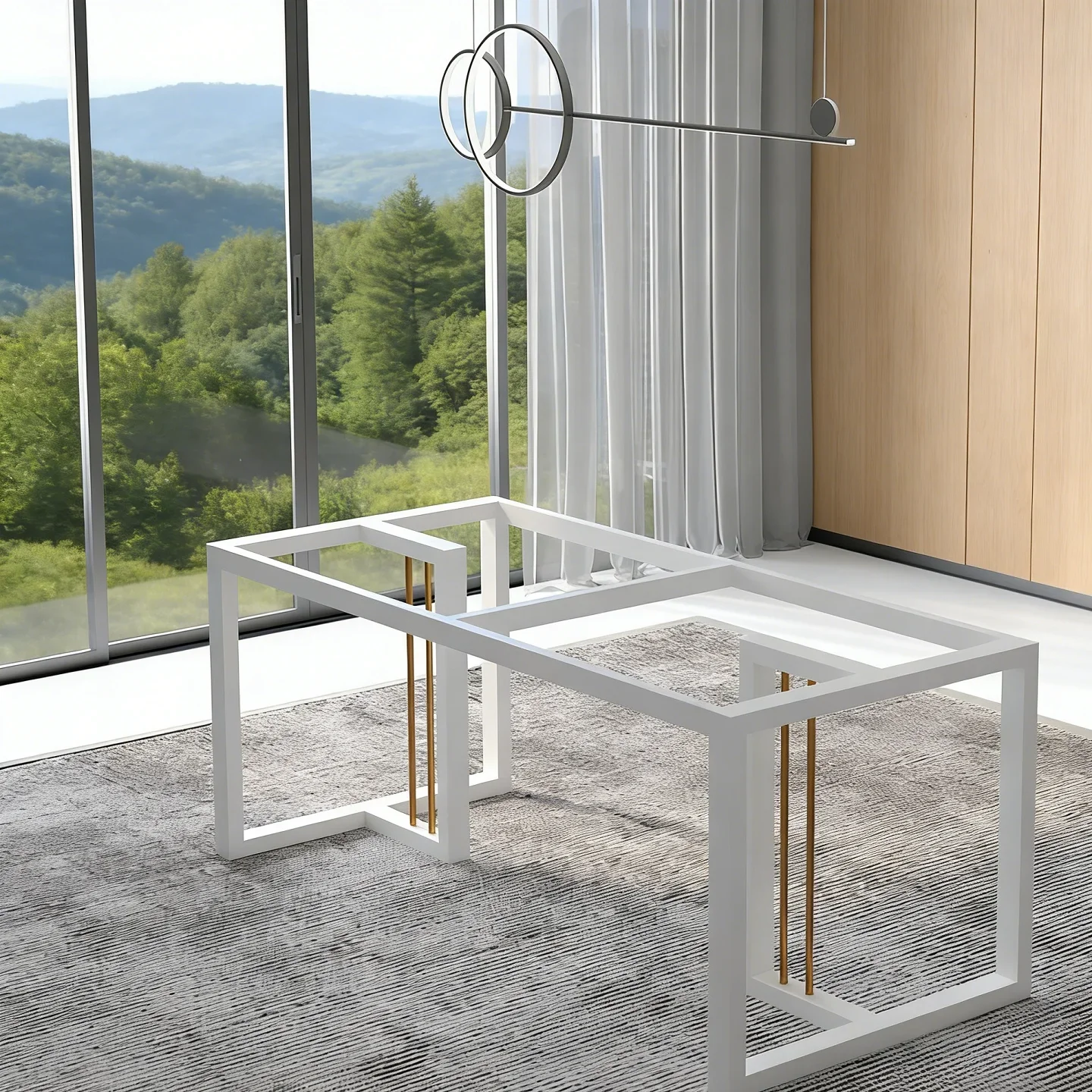 Light luxury simple wrought iron table leg bracket stainless steel rectangular dining foot stand tea desk base
