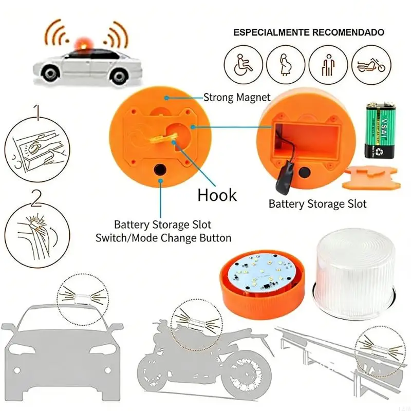 2025 New Mount LED Car Beacon with 360 Manual Mode Control Wide Compatibility Suitable for Outdoor Use