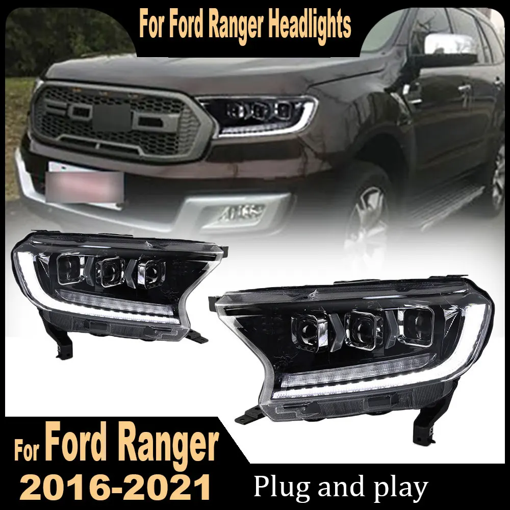 2pc Car Styling Headlights ford Ranger Everest 2015-2021 T6 FL T7 T8 Raptor Endeavour LED Headlight DRL Head Lamp Led Projector