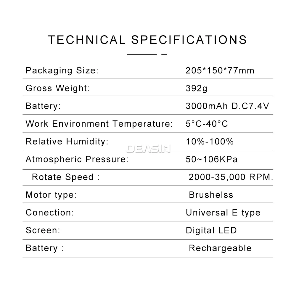 DEASIN Lab Equipment Micromotor Polisher Dental E-Type Micro Motor Plaster Grinding Polishing Handpiece Dentist Equipment Tool