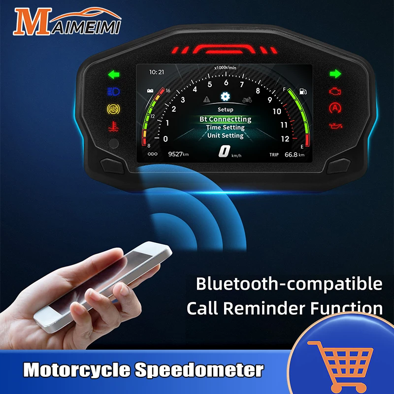 

HD Digital Motorcycle Speedometer LCD Instrument Panel with Water Temperature Oil Level Mileage Moto Dashboard for 2/4 Cylinder