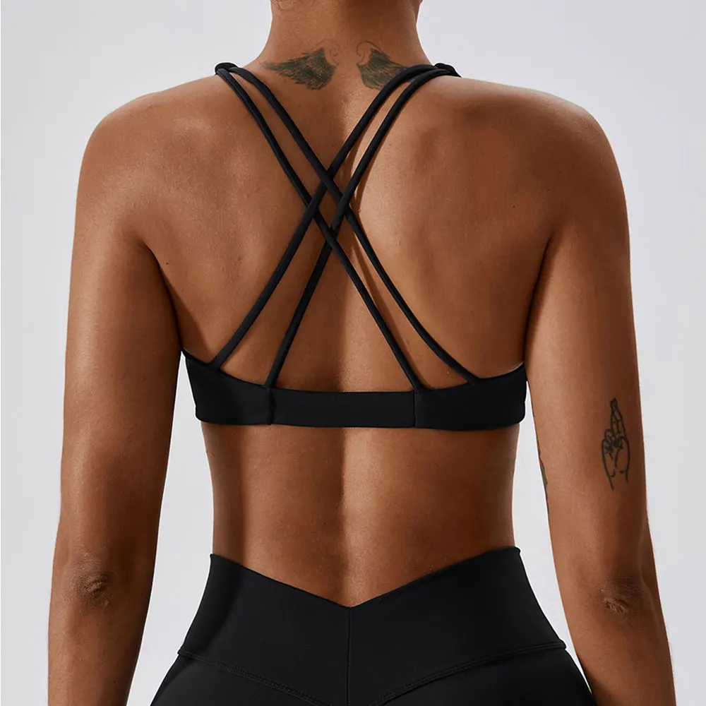 Sujetador deportivo de realce para mujer, Bralette de entrenamiento para correr, Top de Yoga, ropa interior elástica, camiseta sin mangas para